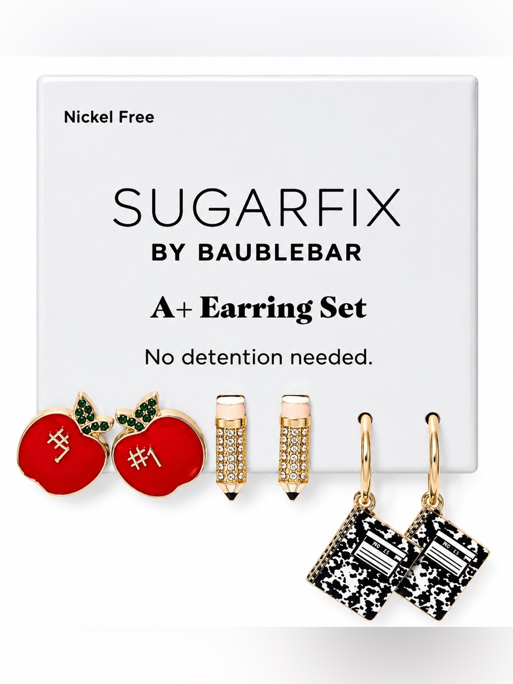 NWT Sugarfix by BaubleBar A+ Teacher Earring Set